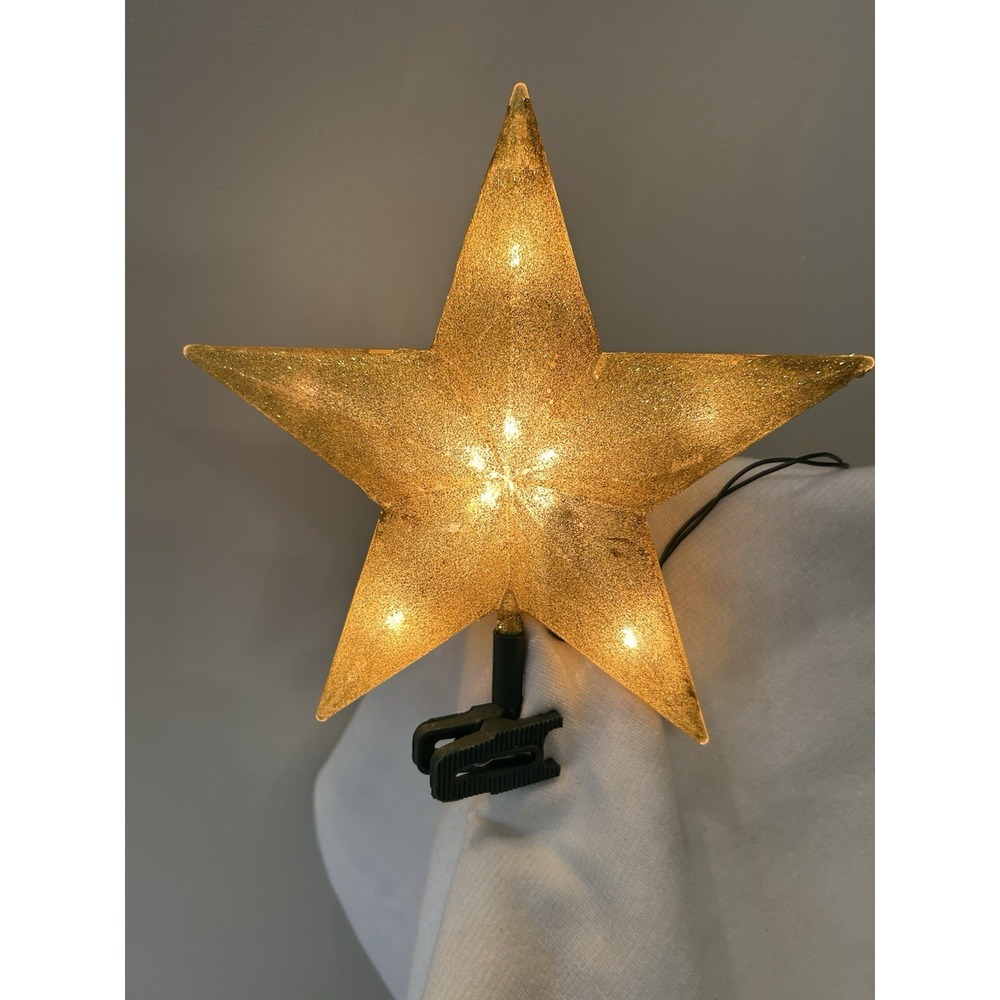 Gold Glitter Plastic Christmas Tree Topper